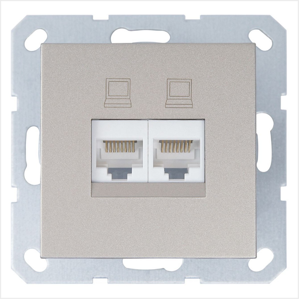 JASMART G - розетки и выключатели Интернет-розетка JASMART RJ45 двойная 6 категория шампань G6108CH