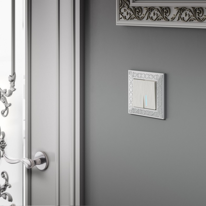 Werkel Перламутр рифленый механизмы Выключатель Werkel двухклавишный проходной с подсветкой перламутровый рифленый W1122113