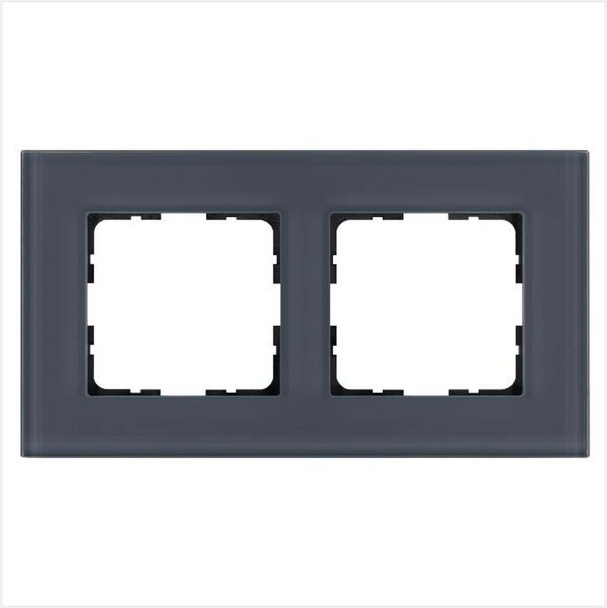 JASMART G - розетки и выключатели Рамка JASMART 2-постовая стекло Маренго GLASS G1002GC