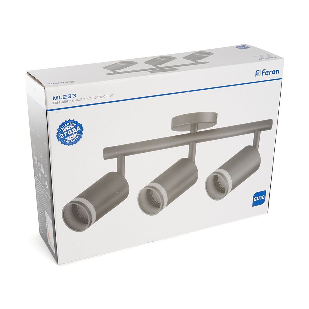 Светильники споты светодиодные Светильник спот Feron ML233 настенно-потолочный GU10 черный 41491 