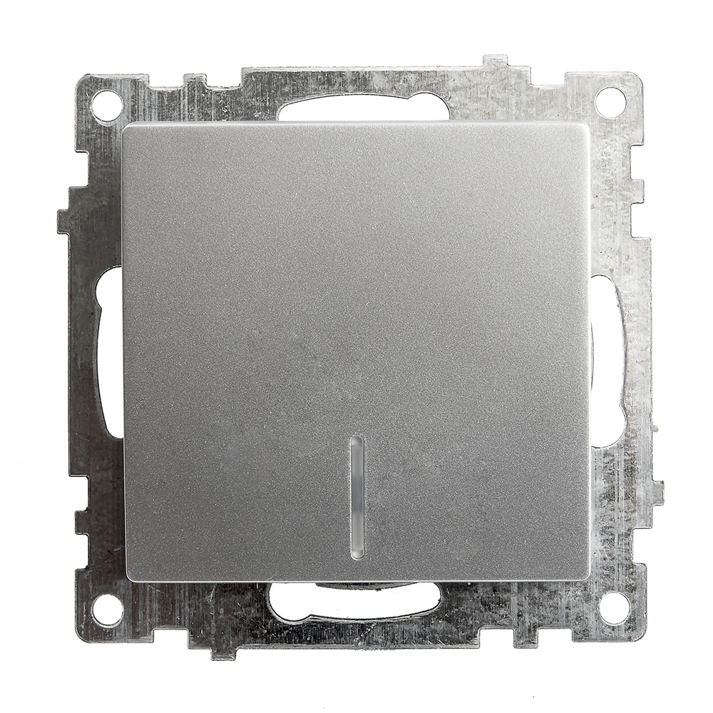 Катрин - Розетки и выключатели Stekker Выключатель 1-клавишный c индикатором STEKKER GLS10-7101-03 10А Катрин серебро 39577