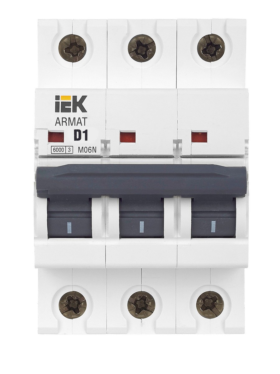 Автоматический выключатель IEK ARMAT M06N 3P D 1А AR-M06N-3-D001