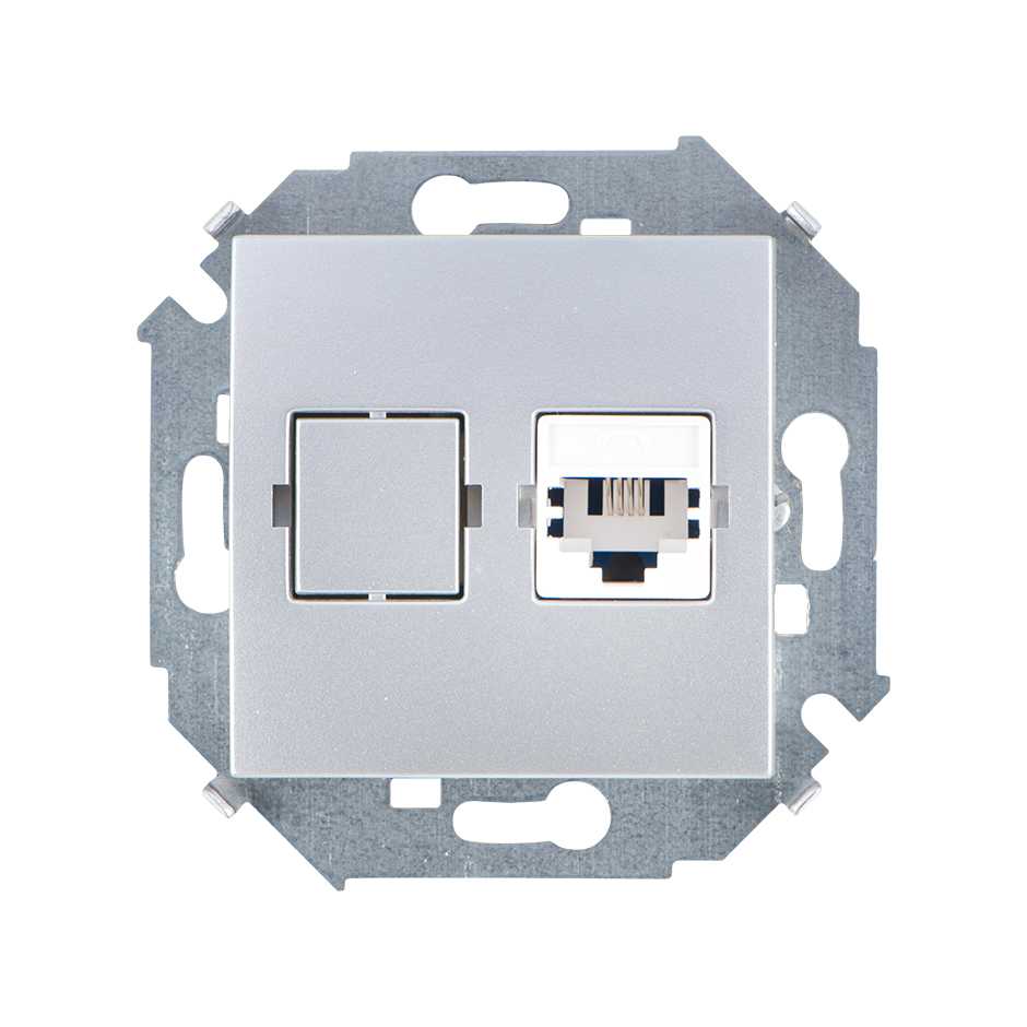 Розетки и выключатели Simon 15 Алюминий Розетка телефонная Simon 15 Алюминий 1-ая RJ11 1591480-033