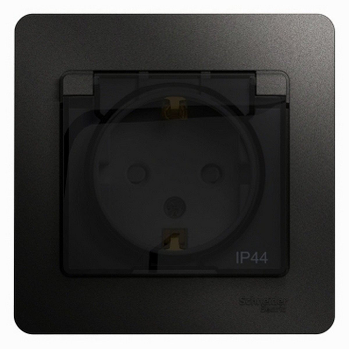 Glossa Антрацит Розетка Systeme Electric Glossa Антрацит с/з со шторками с крышкой, 16А, I GSL000748