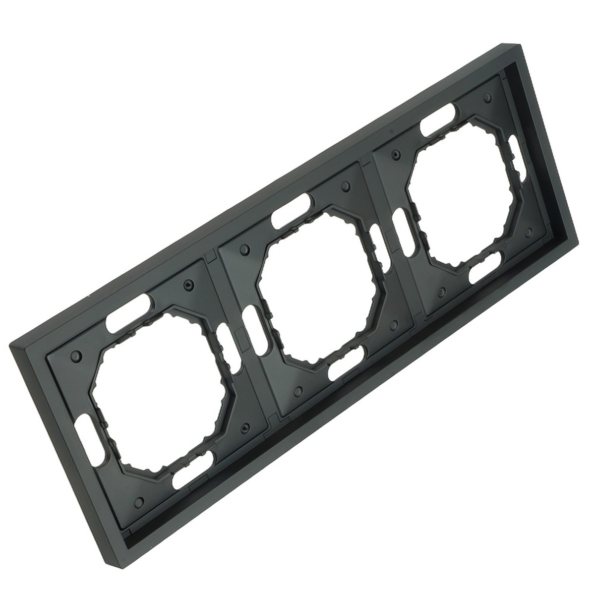 Эмили - Розетки и выключатели Stekker Рамка 3-ая STEKKER Эмили PFR00-5003-05 черный уголь soft touch 49860