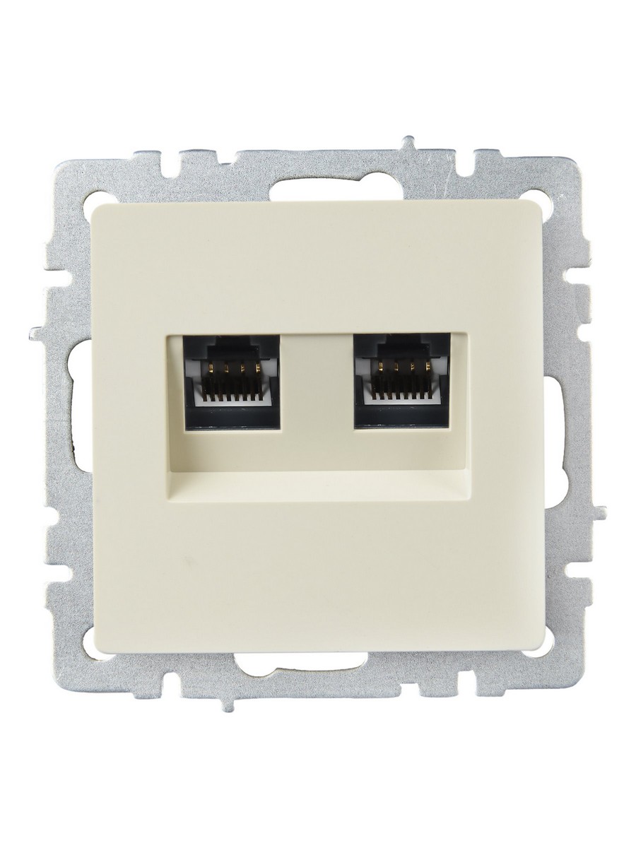 IEK Brite Бежевый Розетка IEK BRITE компьютерная двойная RJ45 кат.5E РК10-2-БрКр бежевый BR-K20-1-K10