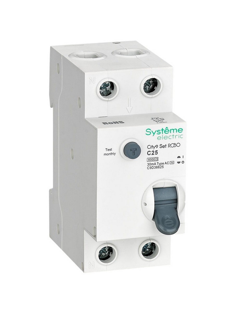 Schneider Electric Авт. выкл. диф. тока Systeme Electric City9 Set (АВДТ) 1P+N С 25А 6kA 30мА Тип-AС C9D36625