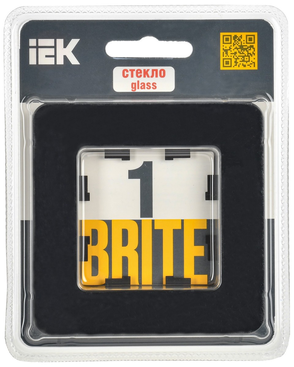 IEK Brite Рамки Рамка IEK BRITE DECOR Черный матовый стекло скругл.угол 1-мест. РУ-1-2-Бр RE BR-M12-G-41-K02