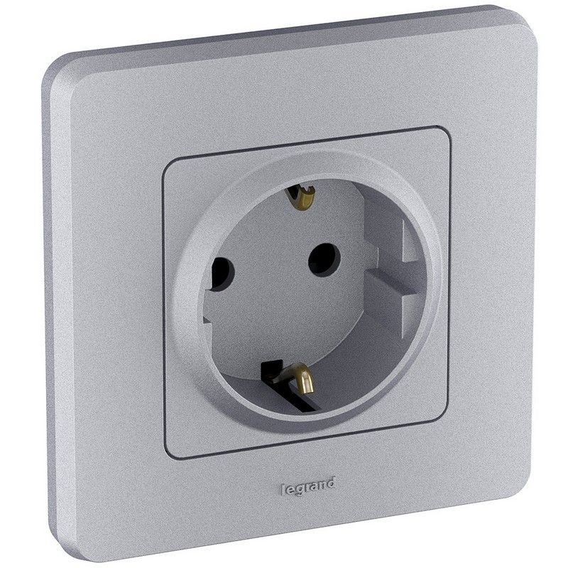 Legrand Inspiria Алюминий Розетка Legrand INSPIRIA Алюминий с заземлением 16 А 250 В 673722