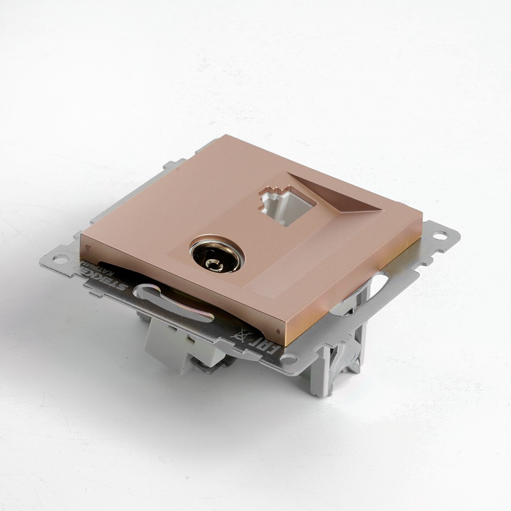 Катрин - Розетки и выключатели Stekker Розетка TV + компьютерная RJ-45 STEKKER GLS00-7106-02 Катрин шампань 49184