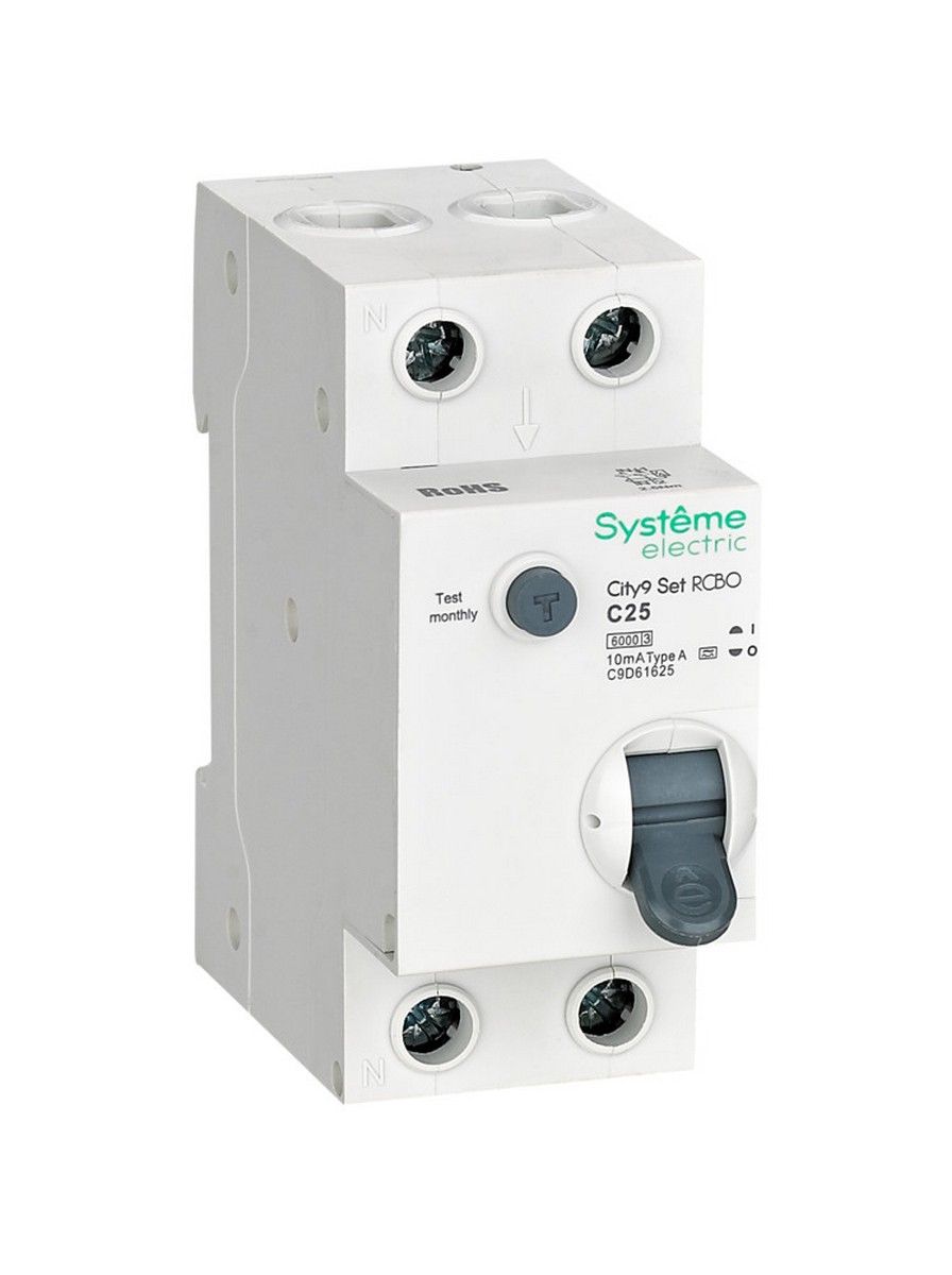 Schneider Electric Авт. выкл. диф. тока Systeme Electric City9 Set (АВДТ) 1P+N С 25А 6kA 10мА Тип-A C9D61625 