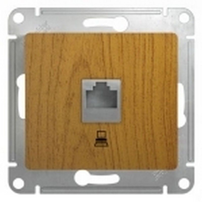 Glossa Дуб Розетка компьютерная Systeme Electric Glossa Дерево Дуб RJ45 кат.5E GSL000581K