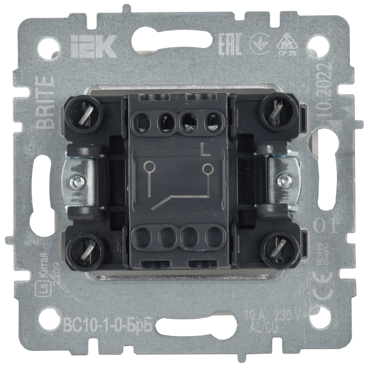 IEK Brite Белый Выключатель IEK BRITE 1-клавишный 10А ВС10-1-0-БрБ белый BR-V10-0-10-K01