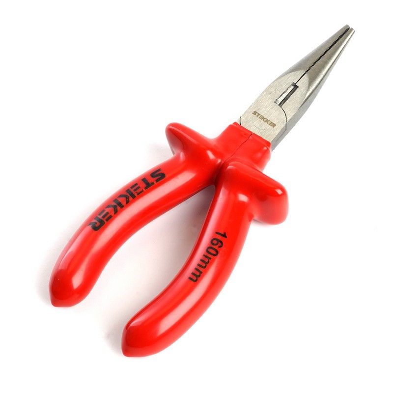 Длинногубцы диэлектрические STEKKER 160мм Cr-V PLE2-160-S 39777 фото