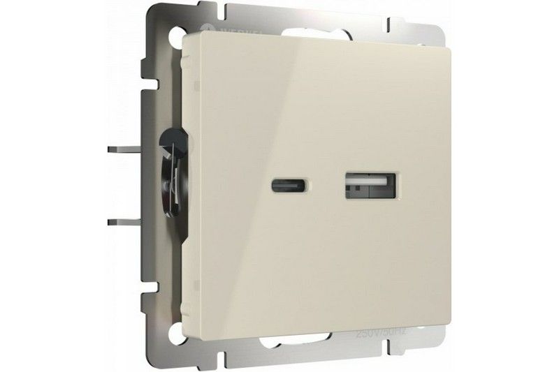 Werkel Слоновая кость механизмы Розетка Werkel USB тип A+С (слоновая кость) W1171803