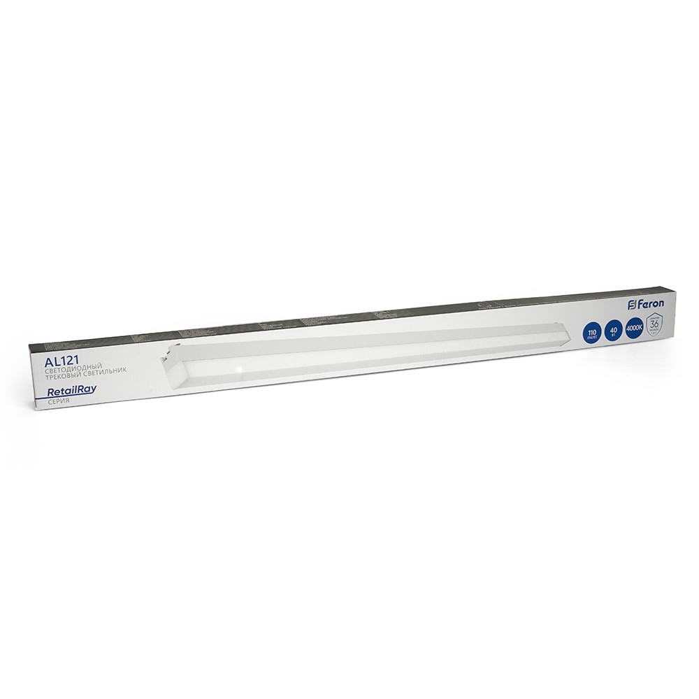 Трековые светодиодные светильники Светодиодный светильник Feron AL121 трековый однофазный на шинопровод 40W 4000K 160 градусов белый 48574 