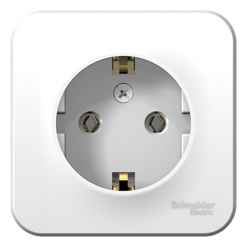 Blanca белые розетки и выключатели Розетка SE Blanca с/з Белый наружный без шторок BLNRA010101