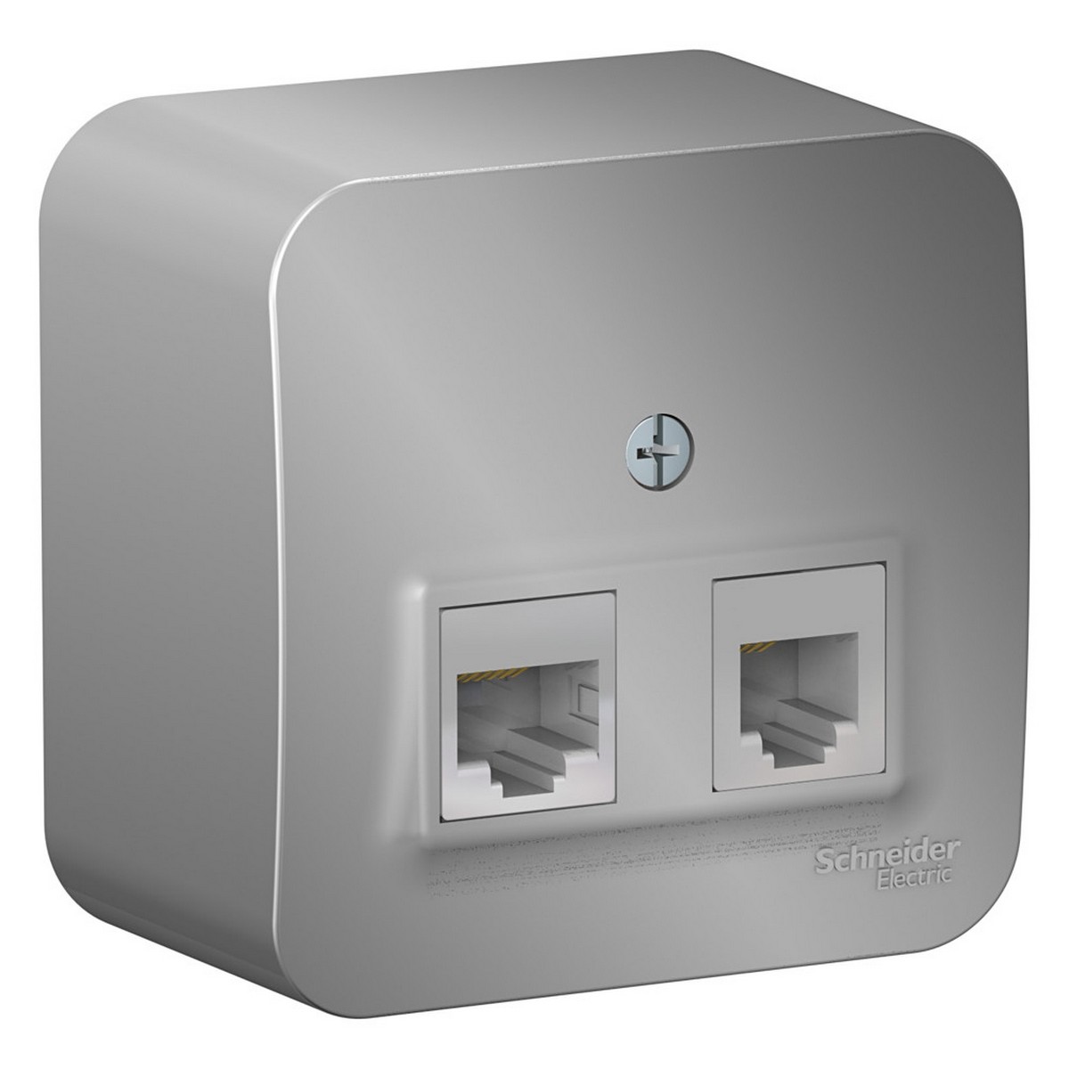 Blanca алюминий розетки и выключатели Розетка SE Blanca 2-ая Алюминий наружный ТЛФ/КОМП RJ45+RJ11 кат.5E изолир. пластина BLNIA045113