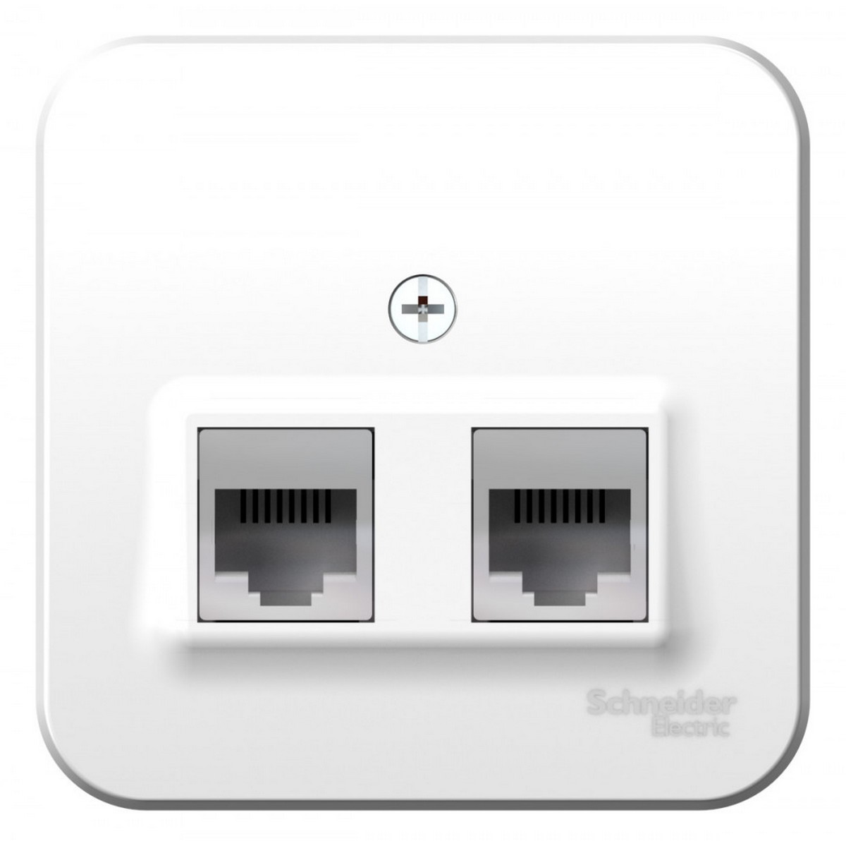 Blanca белые розетки и выключатели Розетка SE Blanca 2-ая Белый наружный ТЛФ/КОМП RJ45+RJ11 кат.5E изолир. пластина BLNIA045111