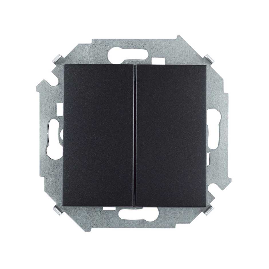 Розетки и выключатели Simon 15 Графит Переключатель 2-клавишный Simon 15 Графит 16А 1591397-038