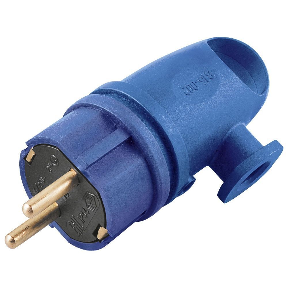 Вилка угловая с/з STEKKER RPG16-21-442 (В 16-002) каучук 250В 16A IP44 синий 39254