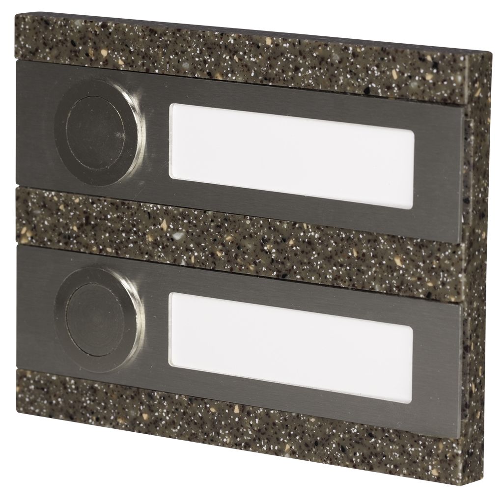 Кнопки для звонков Кнопка звонка Zamel PDK-250/2-BRA сдвоенная прямоугольная, нерж. сталь/коричневый искусств. камень,