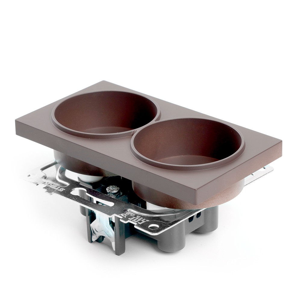 Катрин - Розетки и выключатели Stekker Розетка 2-местная б/з STEKKER GLS10-7113-04 250V 10А с защ. шторкой Катрин шоколад 49026