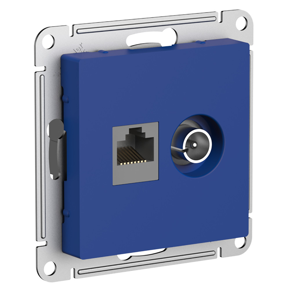 AtlasDesign Аквамарин Розетка Systeme Electric AtlasDesign Аквамарин двойная ТВ + компьютерная RJ45 кат 5Е ATN001189