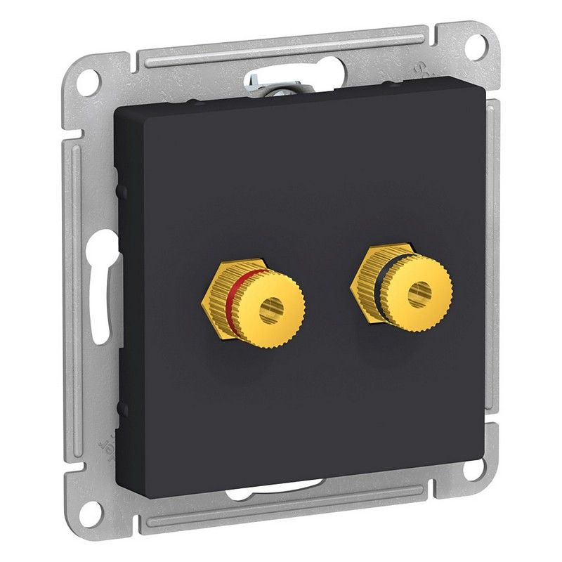 AtlasDesign Карбон Аудиорозетка Systeme Electric AtlasDesign Карбон двухместная ATN001087