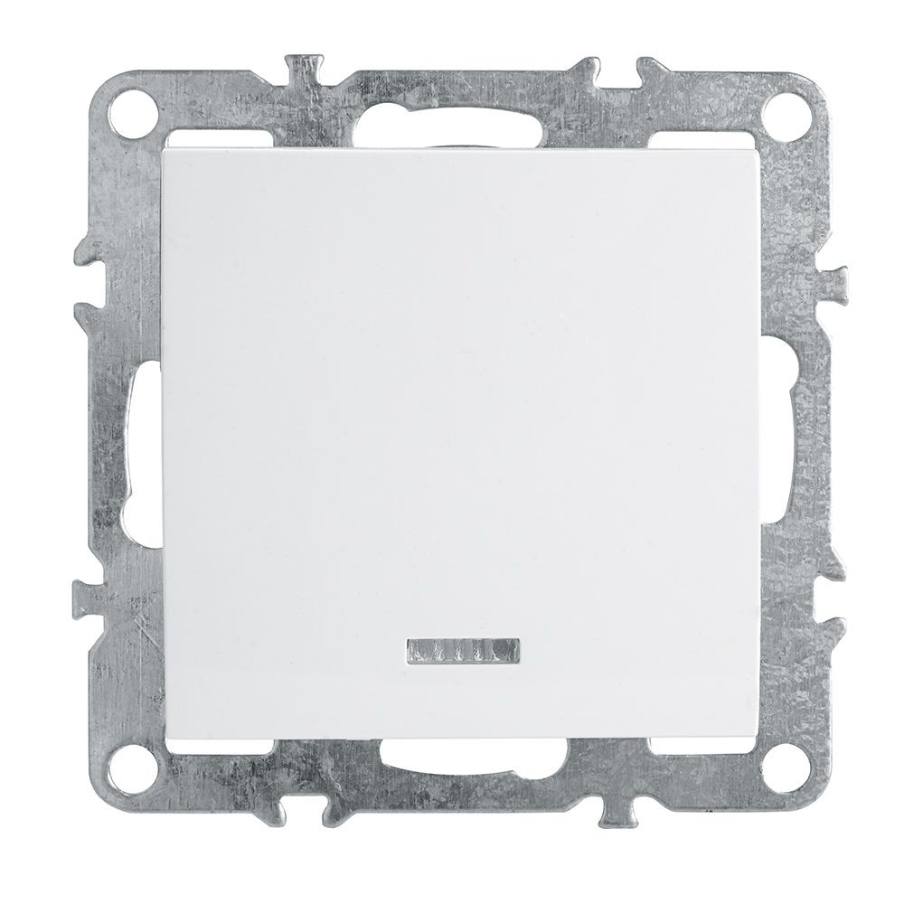 Эрна - Розетки и выключатели Stekker Выключатель 1-клавишный c индикатором STEKKER PSW10-9101-01 10А Эрна белый 39309