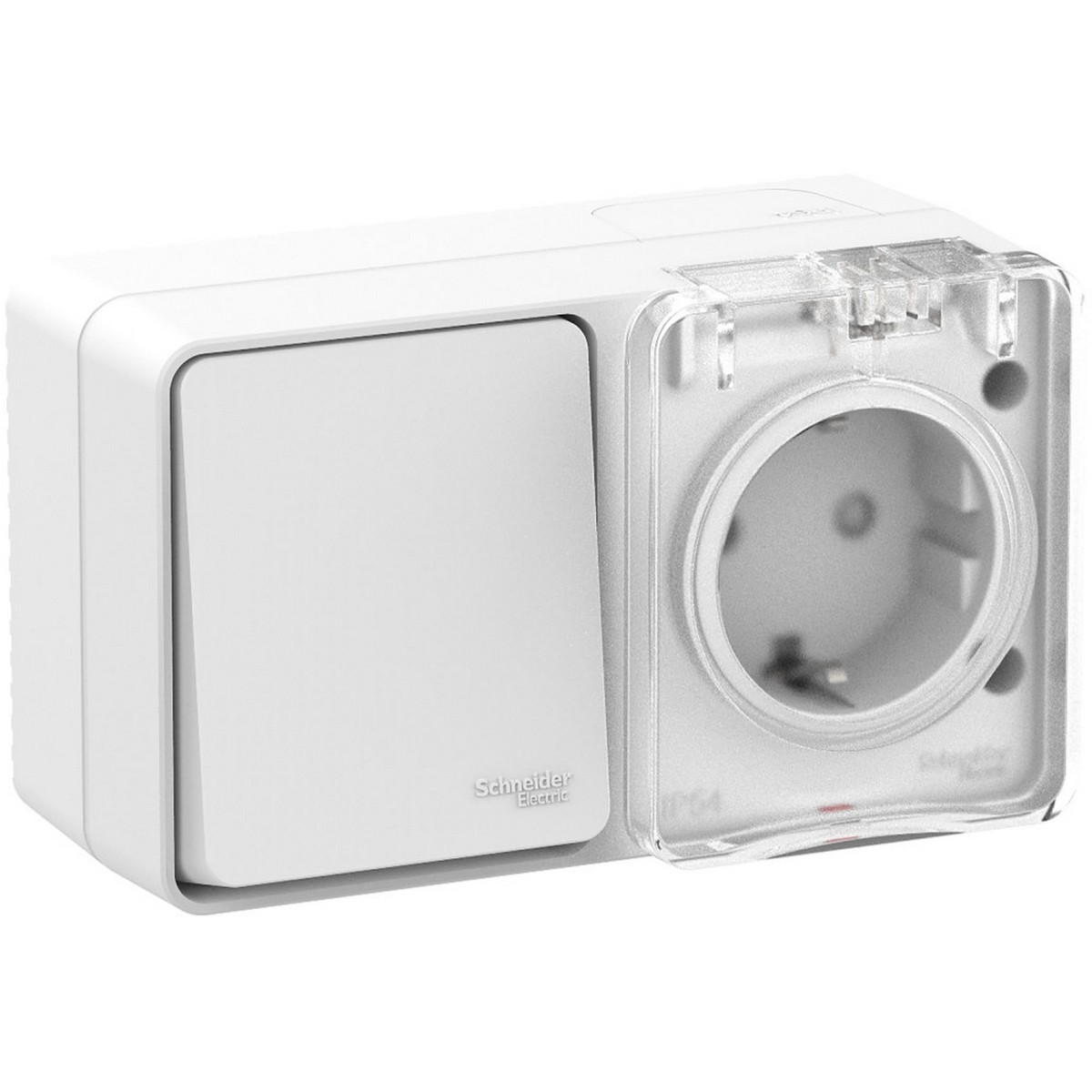 AtlasDesign Белый Блок розетка и выключатель Systeme Electric AtlasDesign Profi54 наружный Белый с/з со шт + 1-кл ATN5