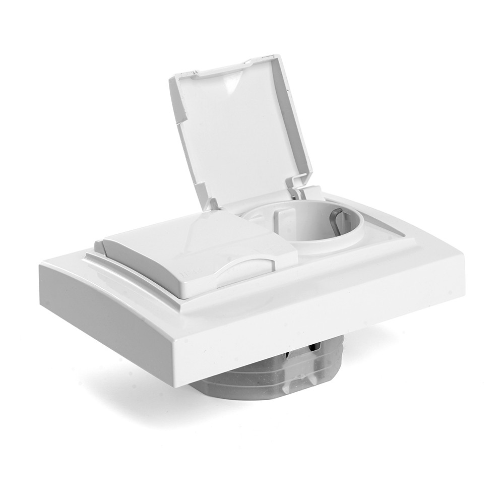 Эрна - Розетки и выключатели Stekker Розетка 2-местная с/з с крышкой STEKKER PST16-9015-01 16А Эрна белый с рамкой 49139