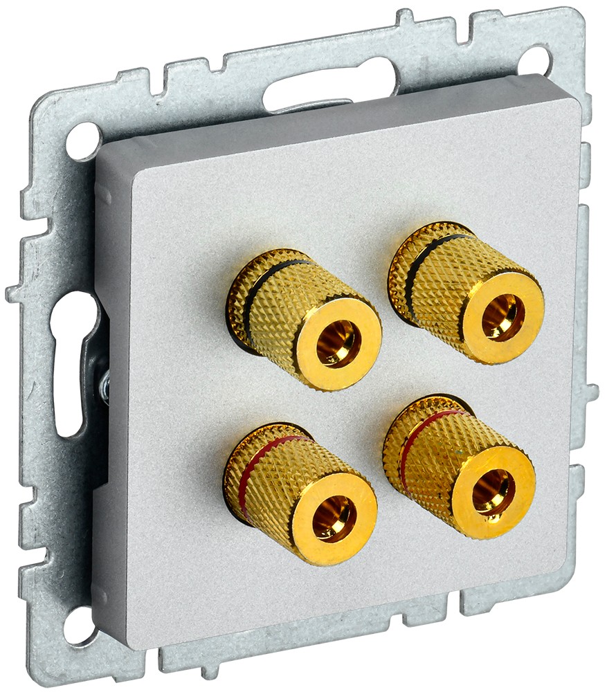 IEK Brite Алюминий Аудиорозетка IEK BRITE 4-местная РА10-БрА алюминий BR-S40-K47