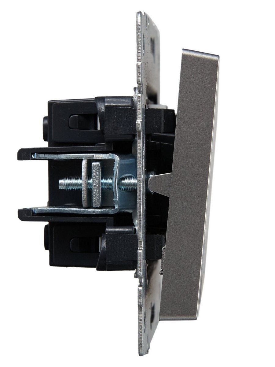 IEK Brite Сталь Выключатель IEK BRITE 2-клавишный с индикацией 10А ВС10-2-1-БрС сталь BR-V20-1-10-K46