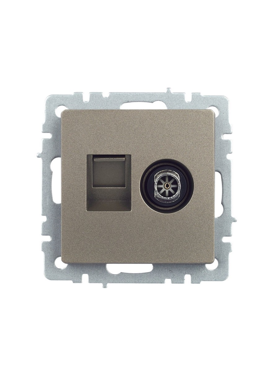 IEK Brite Шампань Розетка IEK BRITE двойная TV+RJ45 кат.5E РТВ/РК12-БрШ шампань BR-AK20-1-K37
