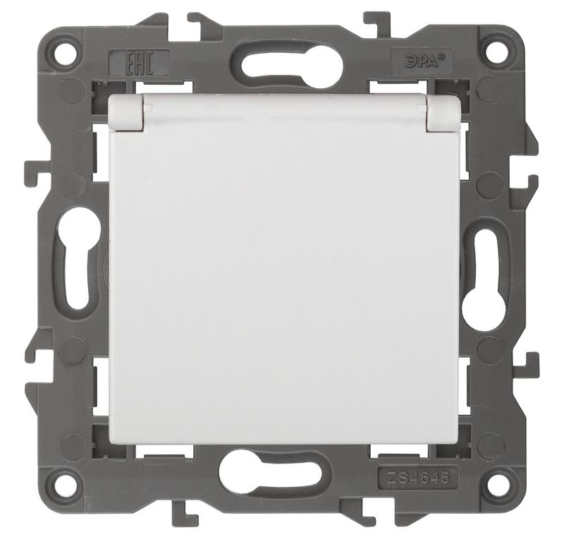 Розетки и выключаиели ЭРА Elegance Белый Розетка ЭРА Elegance Белый с/з со шт с крышкой 14-2103-01 Б0034278