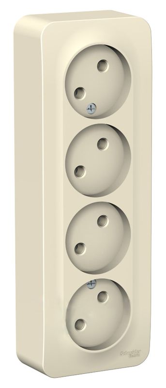 Blanca молочные розетки и выключатели Розетка SE Blanca 4-ая Молочная наружный б/з без шторок изолир. пластина BLNRA000412