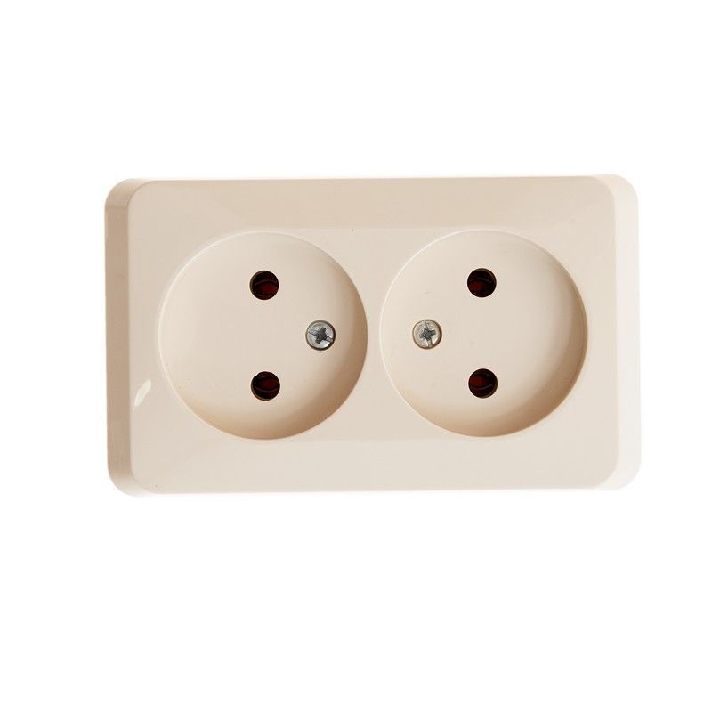 Этюд Кремовый Розетка 2-ая Systeme Electric Этюд наружный Бежевый б/з без шторок PA16-005K