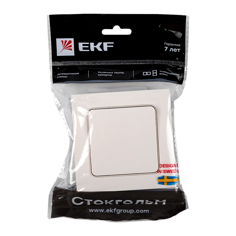 Выключатель 1-кл EKF PROxima Стокгольм Белый с рамкой 10А EXV10-021-10