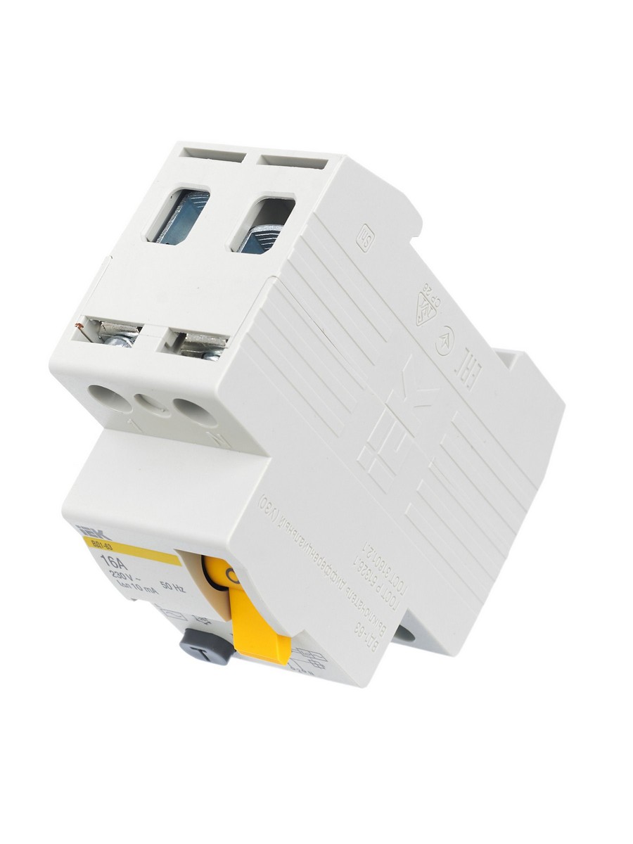 IEK Выключатель дифференциальный IEK KARAT ВД1-63 (УЗО) 2Р 16А 10мА MDV10-2-016-010 