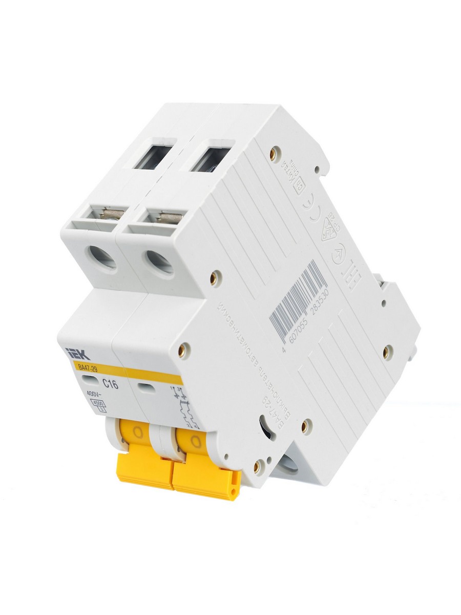 2 полюсные (двухполюсные) Автоматический выключатель IEK KARAT ВА47-29 2Р 16А 4,5кА х-ка С MVA20-2-016-C 