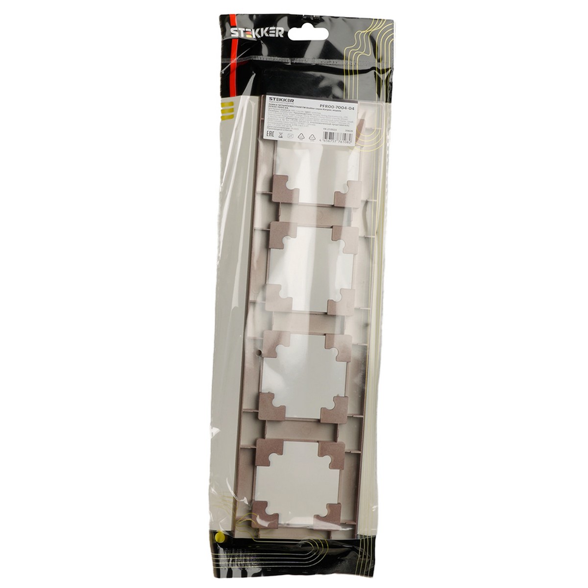 Катрин - Розетки и выключатели Stekker Рамка STEKKER 4-местная Катрин стекло шоколад PFR00-7004-04 39820