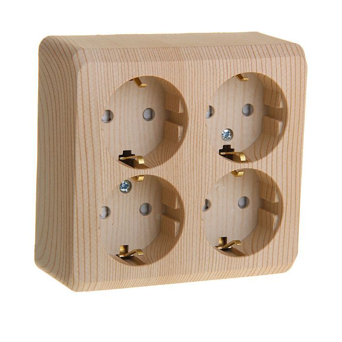 Этюд Дача Розетка 4-ая Systeme Electric Этюд наружный Дача Сосна с/з со шторками PA16-208D