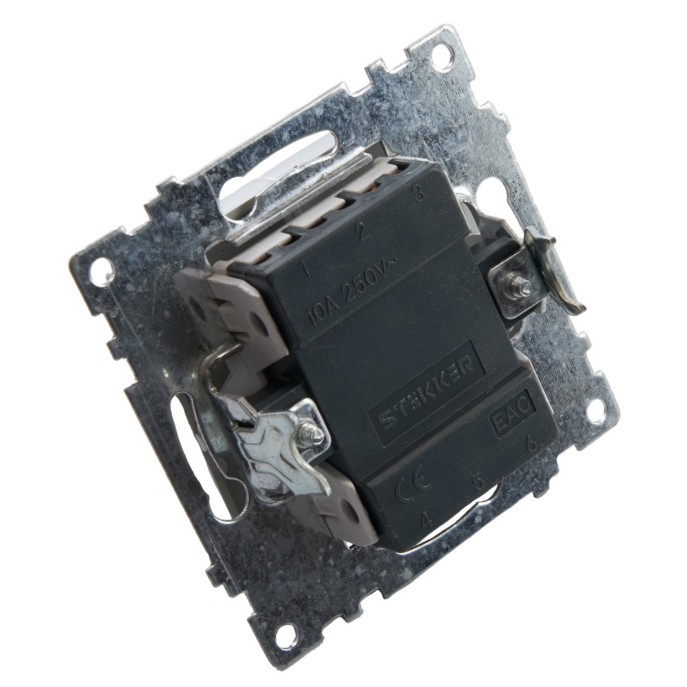 Катрин - Розетки и выключатели Stekker Выключатель 1-клавишный c индикатором STEKKER GLS10-7101-02 10А Катрин шампань 39591