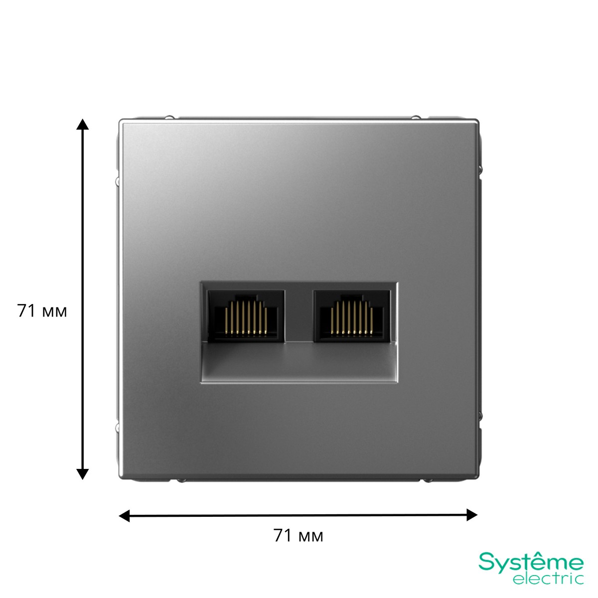 ArtGallery Сталь Розетка компьютерная Systeme Electric ArtGallery Сталь двойная RJ45+RJ45, кат. 5е,