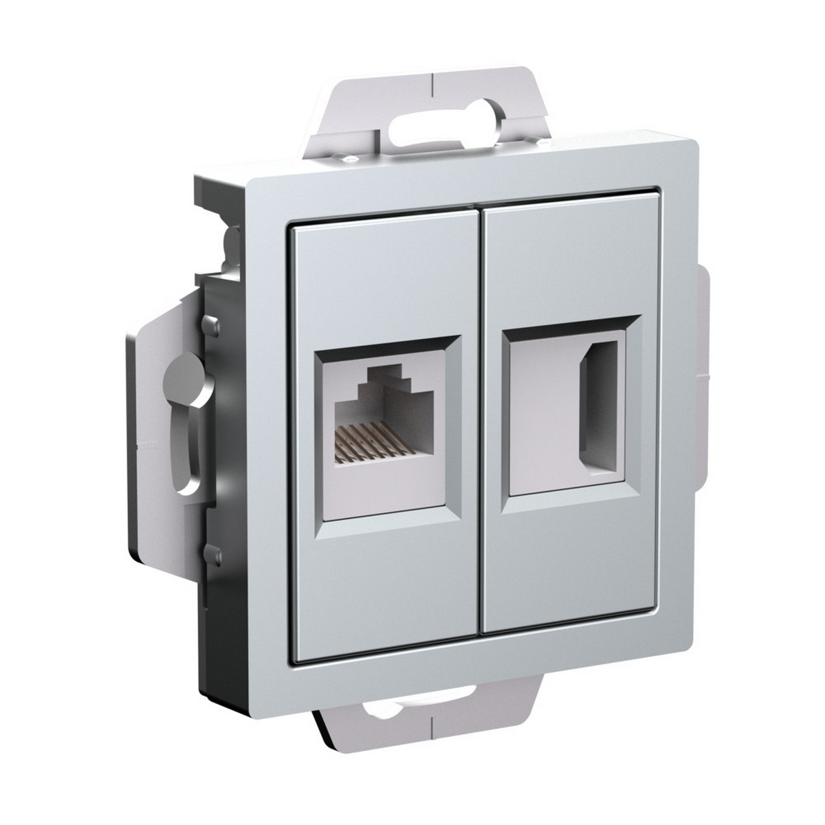 AtlasDesign Алюминий Розетка Systeme Electric AtlasDesign Алюминий двойная HDMI+RJ45, кат.5Е, ATN000382