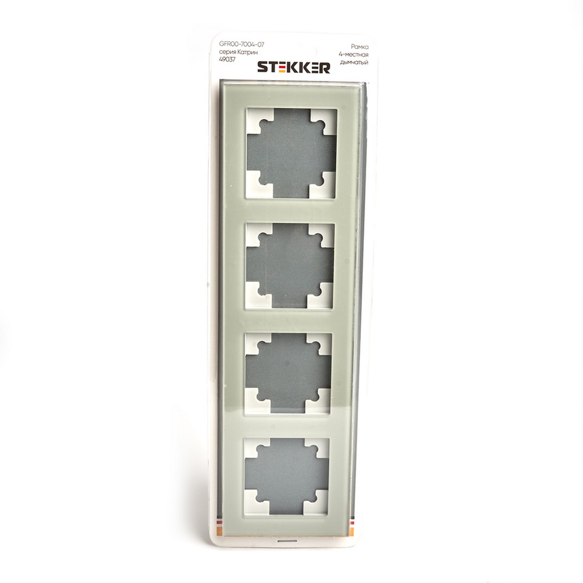 Катрин - Розетки и выключатели Stekker Рамка 4-местная стекло STEKKER GFR00-7004-07 серия Катрин дымчатый 49037