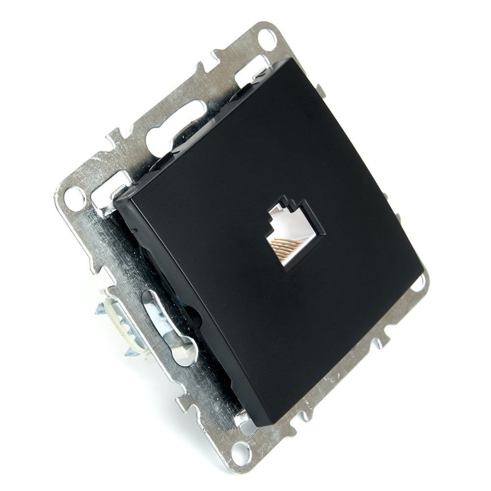 Эрна - Розетки и выключатели Stekker Розетка компьютерная 1-местная RJ-45 STEKKER PST00-9107-03 Эрна черный 49151