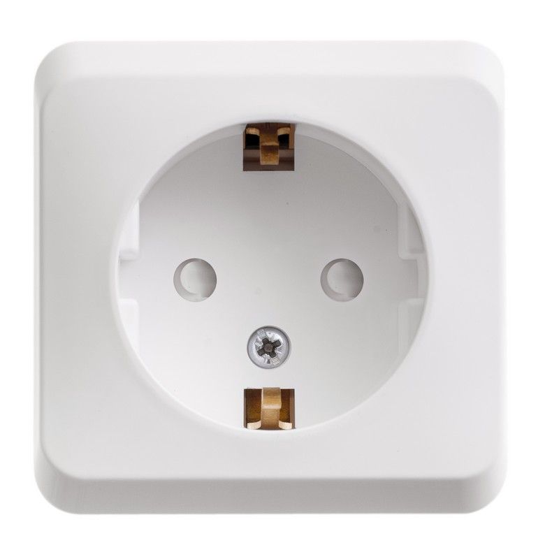 Этюд Белый Розетка 1-ая Systeme Electric Этюд наружный Белый с/з со шторками PA16-004B