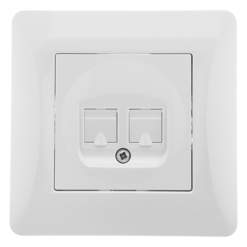 Gusi Ugra Белые механизмы Розетка компьютерная Gusi UGRA RJ-45 двойная с одноместной рамкой Белый С11К2-001-СБ